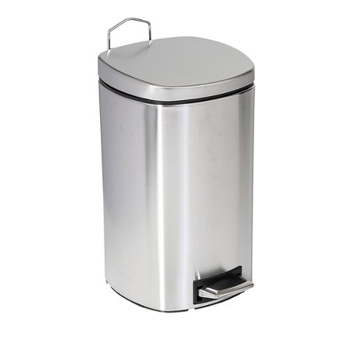 

Honey-Can-Do - 12 Liter Square Stainless Steel Step Trash Can with Lid - Silver