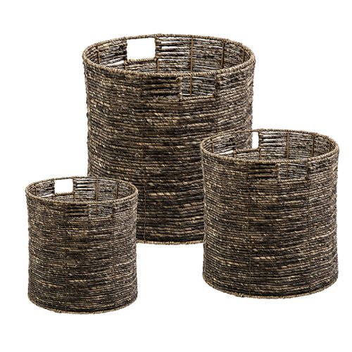 Honey-Can-Do - Set of Three Decorative Nesting Storage Baskets - Brown