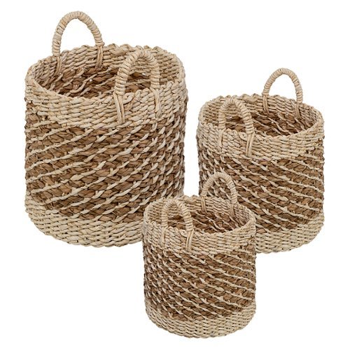 Honey-Can-Do - Tea Stained Woven Basket Set/3 - Natural