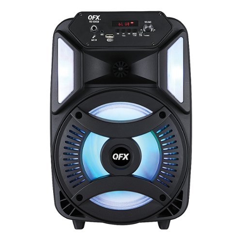 

QFX - Rechargeable Bluetooth Speaker and Stand with Microphone and LED Lights - Black