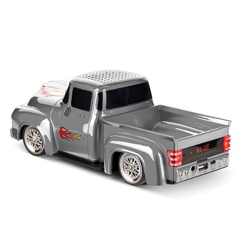 QFX Retro Truck Portable Bluetooth Speaker with Bass Radiator and LED Lights - Silver HOW TO BUY