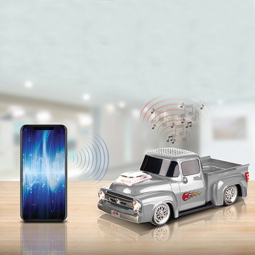 QFX Retro Truck Portable Bluetooth Speaker with Bass Radiator and LED Lights - Silver BUY ONLINE