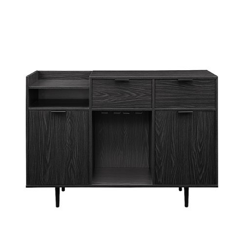 

Walker Edison - Modern Open and Closed-Storage Bar Cabinet - Black