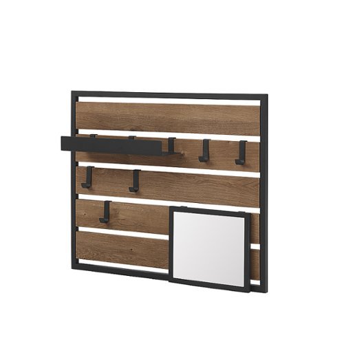 

Walker Edison - Urban Wall Organizer with Hooks and Removable Shelf - Knotty Driftwood