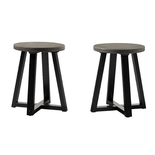 Walker Edison - Rustic Distressed Counter-Height Solid Wood Dining Stool - Gray