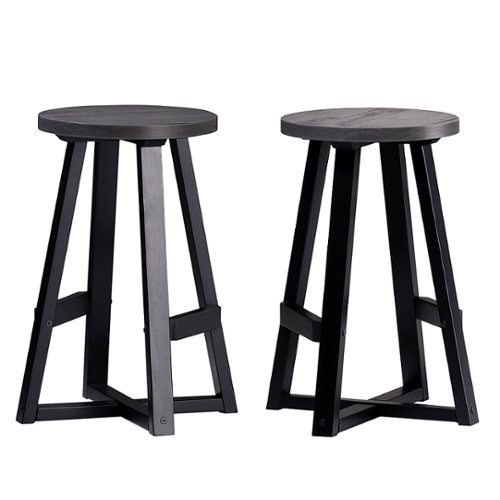 

Walker Edison - Rustic Distressed Solid Wood Dining Stool (Set of 2) - Gray