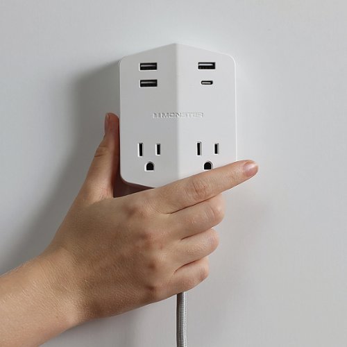 Monster Power Shield: Magnetic Wall Outlet Extender - White GLOBAL SHIPPING