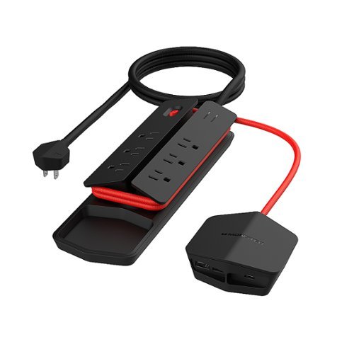 Monster Power Center Vertex boasts 6 Outlet 2 USB-A/20W USBC 3000 Joules Surge Protector - Black GLOBAL SHIPPING