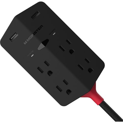 Monster Power Shield XL 4 Outlet 2 USB-A 540 Joules Surge Protector - Black HOW TO BUY