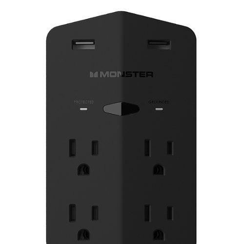 Monster Power Shield XL 4 Outlet 2 USB-A 540 Joules Surge Protector - Black WHERE TO BUY