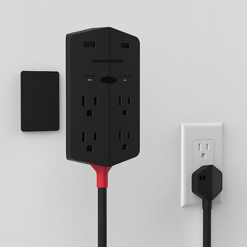 Monster Power Shield XL 4 Outlet 2 USB-A 540 Joules Surge Protector - Black WORLDWIDE DELIVERY