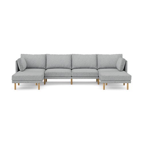Burrow - Modern Field 4-Seat Sofa with Double Attachable Ottoman - Fog