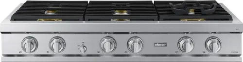 Front. Dacor - Transitional 48" Built-In Gas Rangetop with 6 Burners - Silver Stainless Steel.