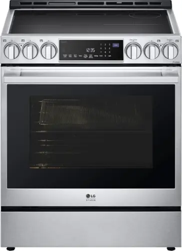 Front. LG - STUDIO 6.3 Cu. Ft. Freestanding Electric Induction True Convection Range with EasyClean, InstaView and Air Fry - Stainless Steel.