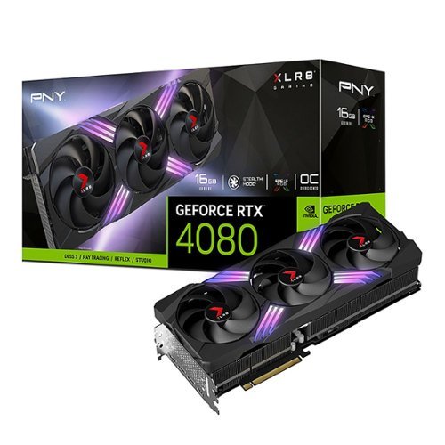 PNY - NVIDIA GeForce RTX 4080 16GB GDDR6X PCI Express 4.0 Graphics Card with Triple Fan and DLSS 3 - Black