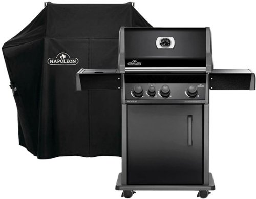 Napoleon - Rogue 425 Propane Gas Grill with Side Burner and Grill Cover - Black