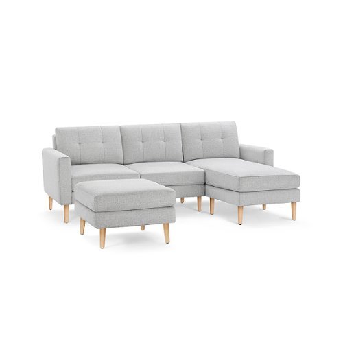 Burrow - Mid-Century Nomad Sofa Sectional with Ottoman - Crushed Gravel