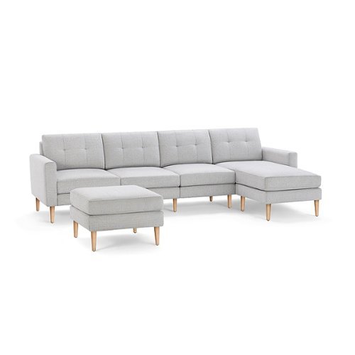 Burrow - Mid-Century Nomad King Sectional with Ottoman - Crushed Gravel