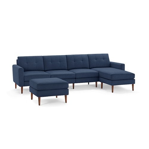Burrow - Mid-Century Nomad King Sectional with Ottoman - Navy Blue