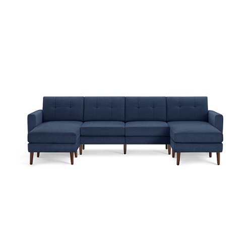 Burrow - Mid-Century Nomad King Sofa with Double Chaise - Navy Blue