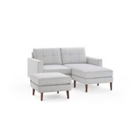 Burrow - Mid-Century Nomad Loveseat with Chaise and Ottoman - Crushed Gravel
