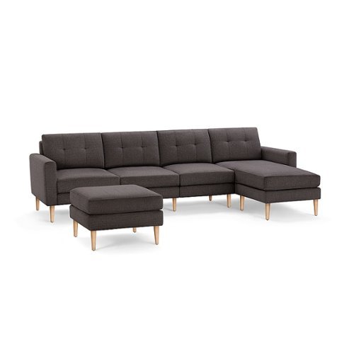 Burrow - Mid-Century Nomad King Sectional with Ottoman - Charcoal
