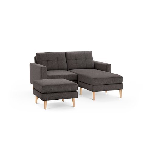 

Burrow - Mid-Century Nomad Loveseat with Chaise and Ottoman - Charcoal