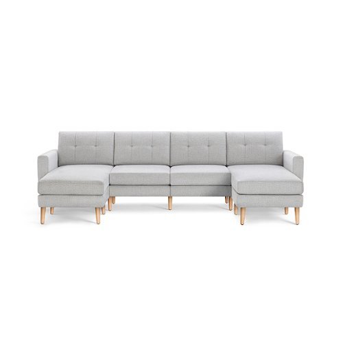 Burrow - Mid-Century Nomad King Sofa with Double Chaise - Crushed Gravel