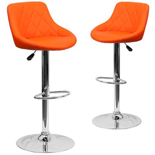 Alamont Home - Caldwell Contemporary Vinyl Barstool (set of 2) - Orange