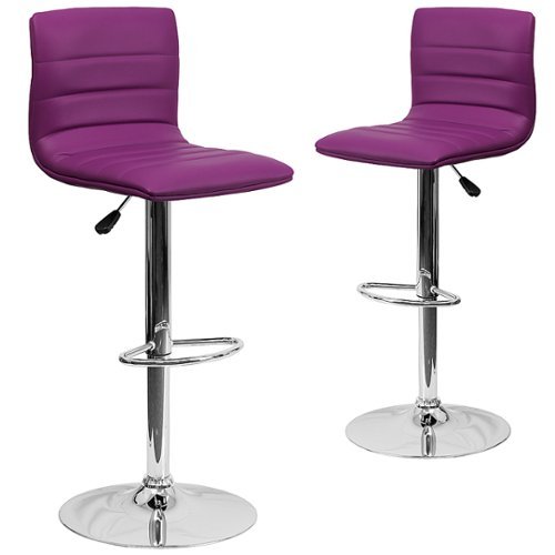Alamont Home - Vincent Contemporary Vinyl Barstool (set of 2) - Purple