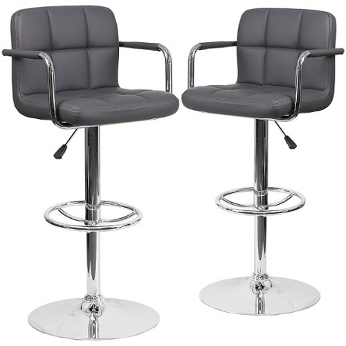 Alamont Home - Genna Contemporary Vinyl Barstool (set of 2) - Gray