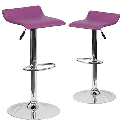Alamont Home - Athens Contemporary Vinyl Barstool (set of 2) - Purple-Front_Standard 