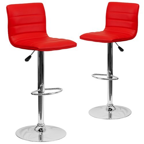 Alamont Home - Vincent Contemporary Vinyl Barstool (set of 2) - Red