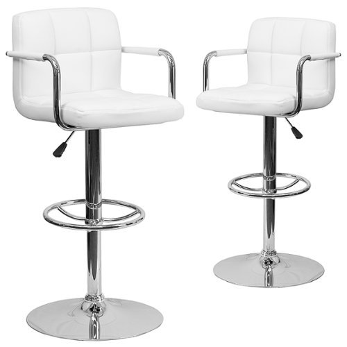 Alamont Home - Genna Contemporary Vinyl Barstool (set of 2) - White