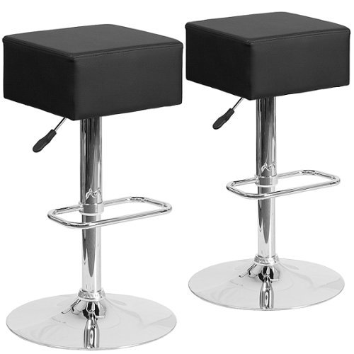 Alamont Home - Daniel Contemporary Vinyl Barstool (set of 2) - Black