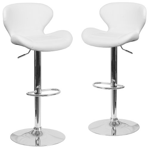 Alamont Home - Denville Contemporary Vinyl Barstool (set of 2) - White Vinyl