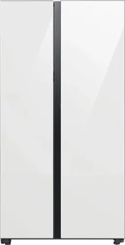 Front. Samsung - BESPOKE Side-by-Side Smart Refrigerator with Beverage Center - White Glass.