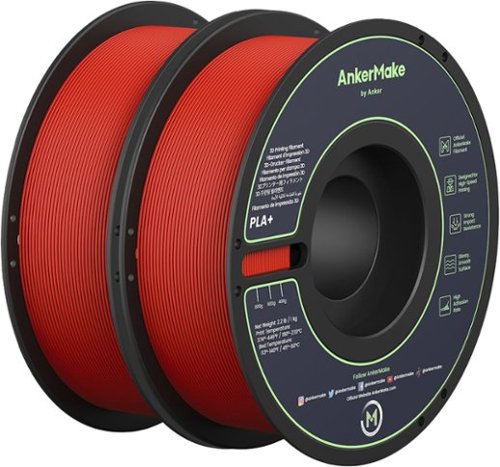 AnkerMake - 1.75 mm PLA Filament, Smooth, High-Adhesion Rate, Designed for High-Spped Printing, 2-Pack, 4.4 lbs/2kg - Red
