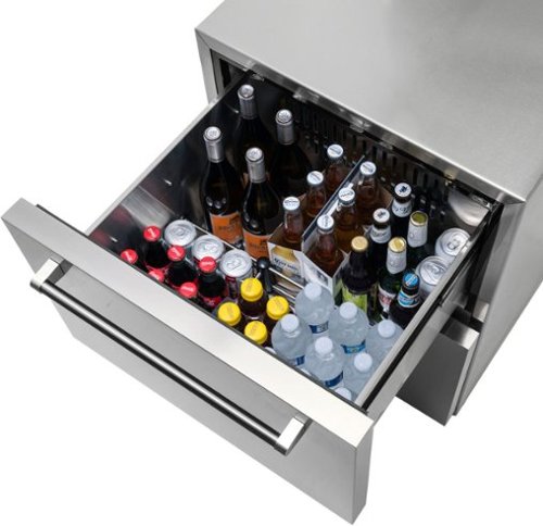 NewAir - 132-Can Built-in Commercial Grade Wine and Beverage Cooler with Dual Drawers - Stainless steel