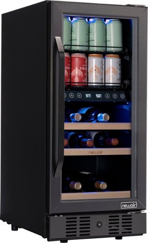 NewAir - 13-Bottle and 48-Can Built-in Dual Zone Beverage Cooler with SplitShelf - Black Stainless Steel