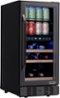 NewAir - 13-Bottle and 48-Can Built-in Dual Zone Beverage Cooler with SplitShelf - Black Stainless Steel-Front_Standard