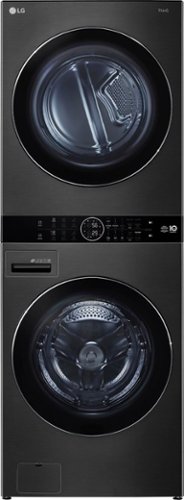 LG - 4.5 Cu. Ft. HE Smart Front Load Washer and 7.4 Cu. Ft. Electric Dryer WashTower with Steam and Ventless Dryer - Black Steel