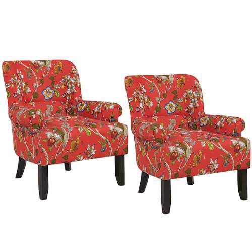 Handy Living - Canyon Ridge Rolled Arm Traditional Armchairs (Set of 2) - Crimson