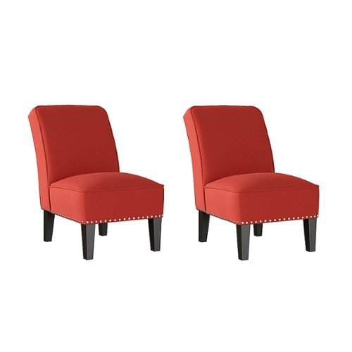 Handy Living - Bryce Transitional Armless Linen Accent Chairs (set of 2) - Sunrise Red/Orange