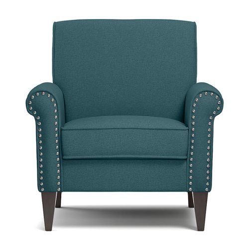 Handy Living - Janet Traditional Linen Armchair with Nailheads - Blue