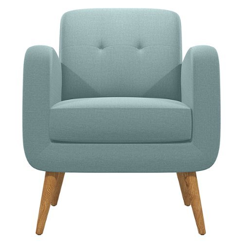 

Handy Living - Kenneth Mid-Century Modern Linen Armchair with Natural Finish Legs - Light Blue