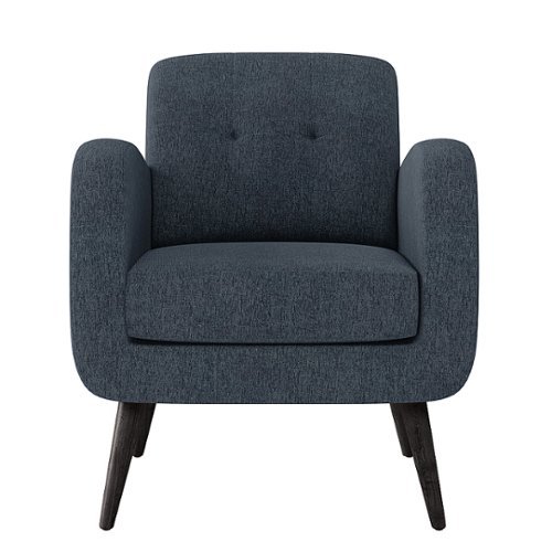 Handy Living - Kenneth Mid-Century Modern Chenille Armchair with Espresso Finish Legs - Blue