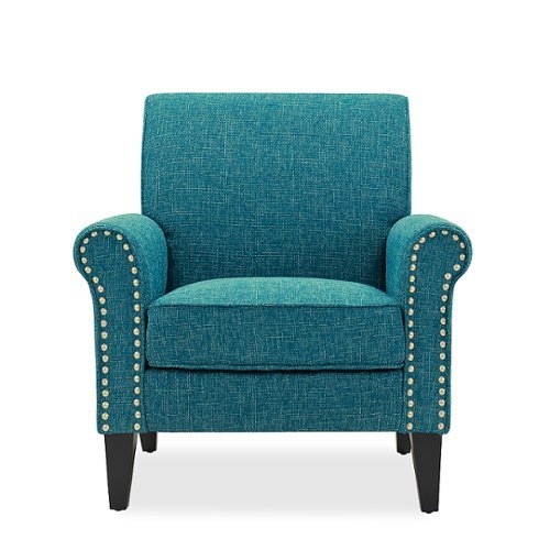 

Handy Living - Janet Traditional Tweed Armchair with Nailheads - Blue