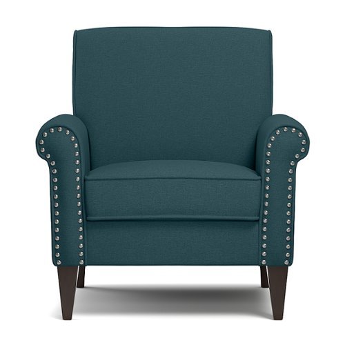 Handy Living - Janet Traditional Linen Armchair with Nailheads - Carribean Blue