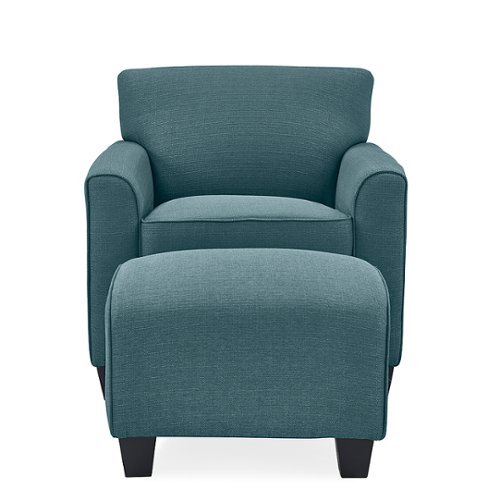 

Handy Living - Leonardo Transitional Linen Arm Chair and Ottoman - Blue